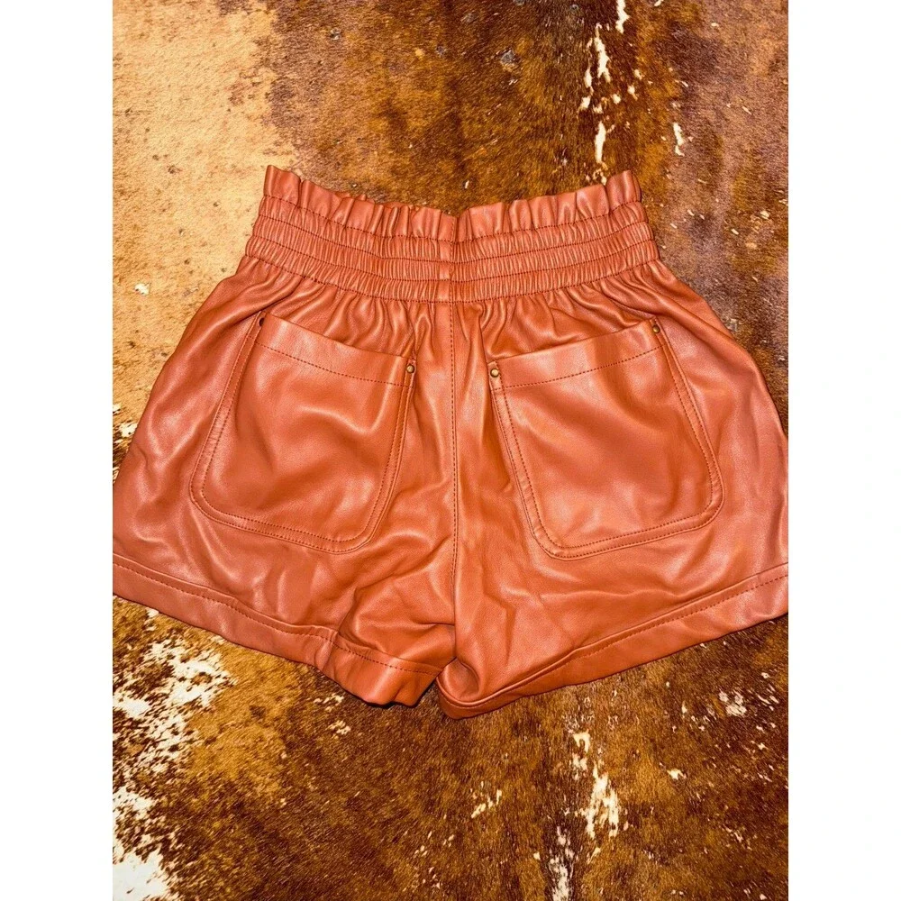 Forever 21 faux Brown leather shorts with ruffle detail Size XS #leather #summer